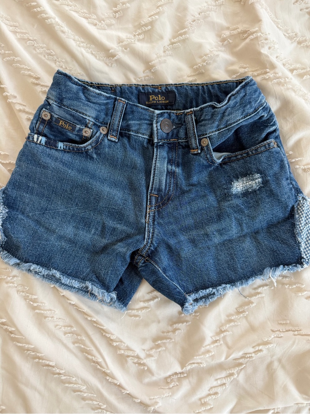 Polo by Ralph Lauren Blue Denim Frayed Hem Kids Shorts